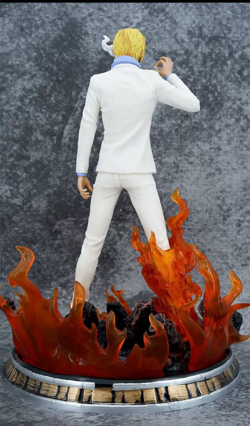 Sanji Figure Standing Base Fantasy Suit Sanji Figurine 36cm/14.1inch Anime Character Collection Game Character Statue Model Ornament Gifts (White)