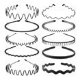 thumbnail image 1 of JERLITU Diademas de Metal con Dientes Diadema para Hombres y Mujeres Diademas Unisex Negro Ondulado Primavera Deportes al Aire Libre Gorros elásticos Antideslizantes Simples (10 Piezas), 1 of 5