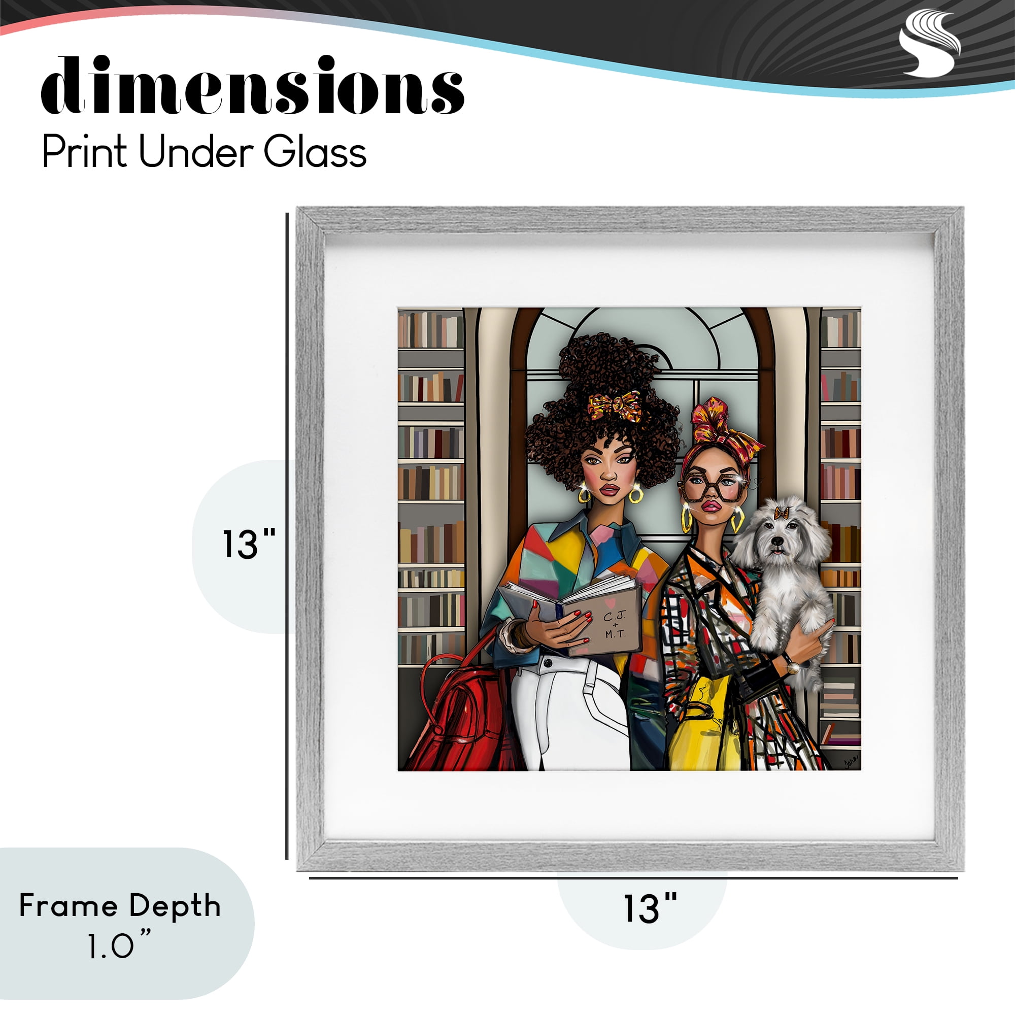 Stupell Industries Bookish Girls at Library Gray Framed Print Under Glass, design by Tara Boone