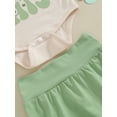 thumbnail image 6 of Suealasg Baby Girls Summer Irish Festivals Outfits 3M 6M 9M 12M 18M 24M Infant Girls Short Sleeve Letter Print Romper +Shorts Headband Set 3Pcs Toddler Girls St Patrick's Day Clothing, 6 of 8