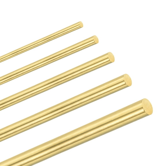 5-Pack Solid Brass Rod, 3,4,5,6,8mm Dia 100mm Long Knife Handle Round Stock