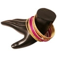 thumbnail image 4 of Sunsoul by Touchstone Indian Bollywood "Colorful 2 Dozen Bangle Collection" Golden Glitters Textured Fuchsia Color Large Size Designer Jewelry Bangle Bracelets Set Of 24 In Gold Tone For Women., 4 of 6