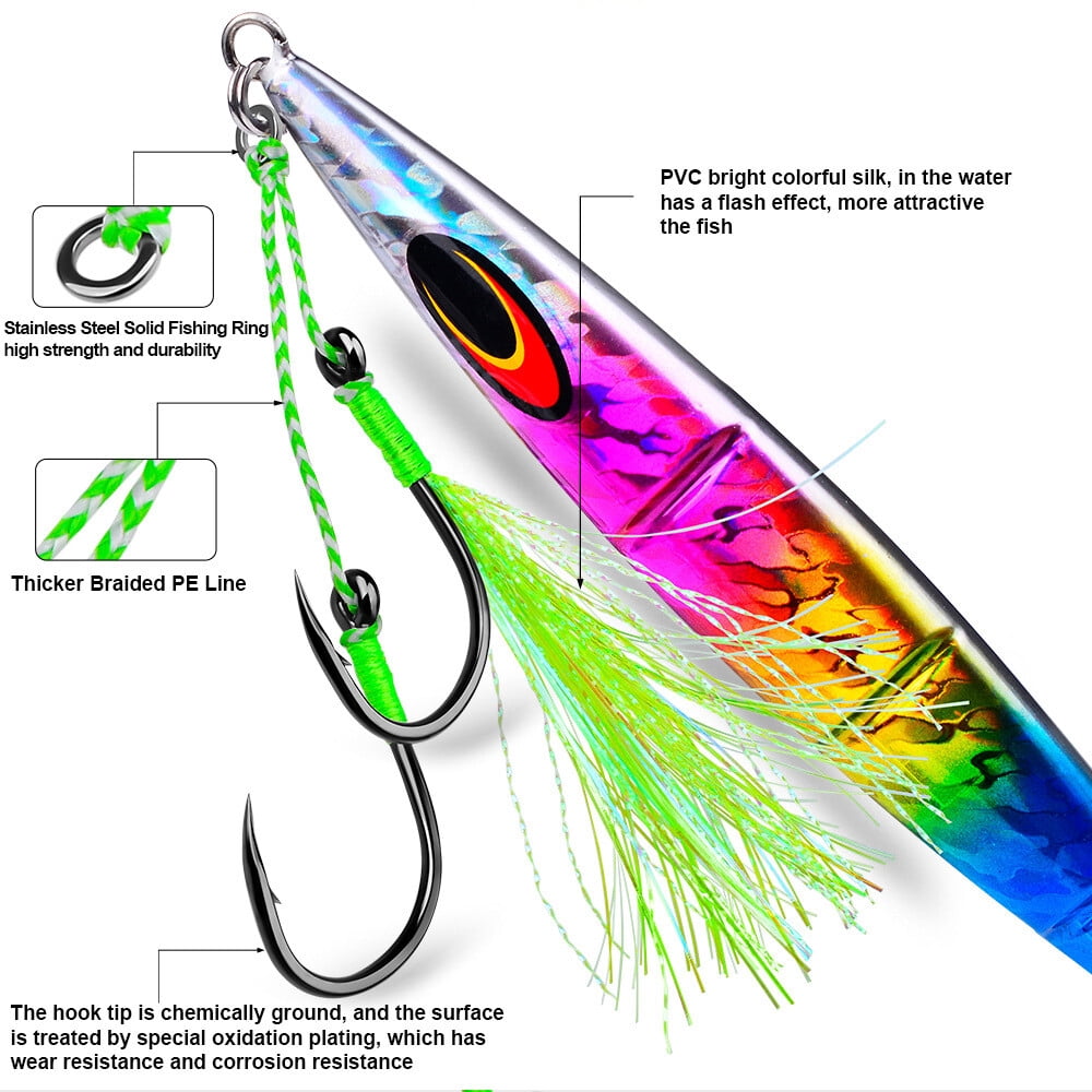 20 Pairs Double Assist Hooks Stainless Steel Wire Slow Jigging Pitch Jig Fishhook