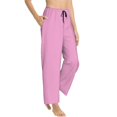 thumbnail image 3 of Cauagu Pink Pajama Pants for Women Loose Fit Wide Leg Trouser Pants Casual Elastic Waist Drawstring Lounge Pants, 3 of 6