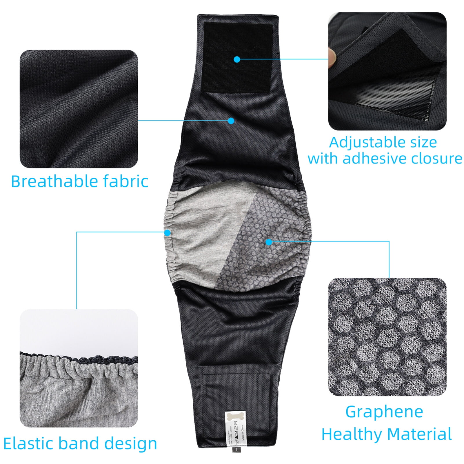 Washable Wrap Diapers for Male Dogs Reusable Male Dog Belly Band Breathable Male Dog Wraps, Pack of 3