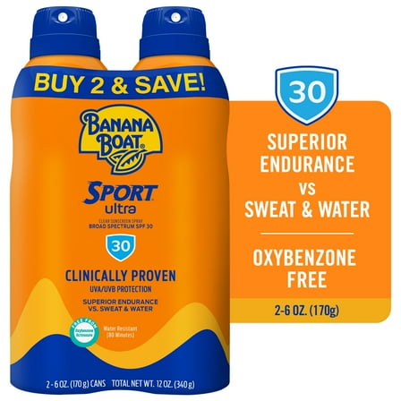 Banana Boat Sport Ultra Sunscreen Spray Twin Pack, SPF 30, 6 oz