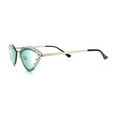 thumbnail image 6 of Womens Bling Rhinestone Rimless Cat Eye Metal Rim Luxury Sunglasses Gold - Green, 6 of 8