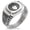 Silver, variant on Stainless Steel Naito Samurai Crest CZ Ribbed Needle Stripe Pattern Biker Style Polished Ring