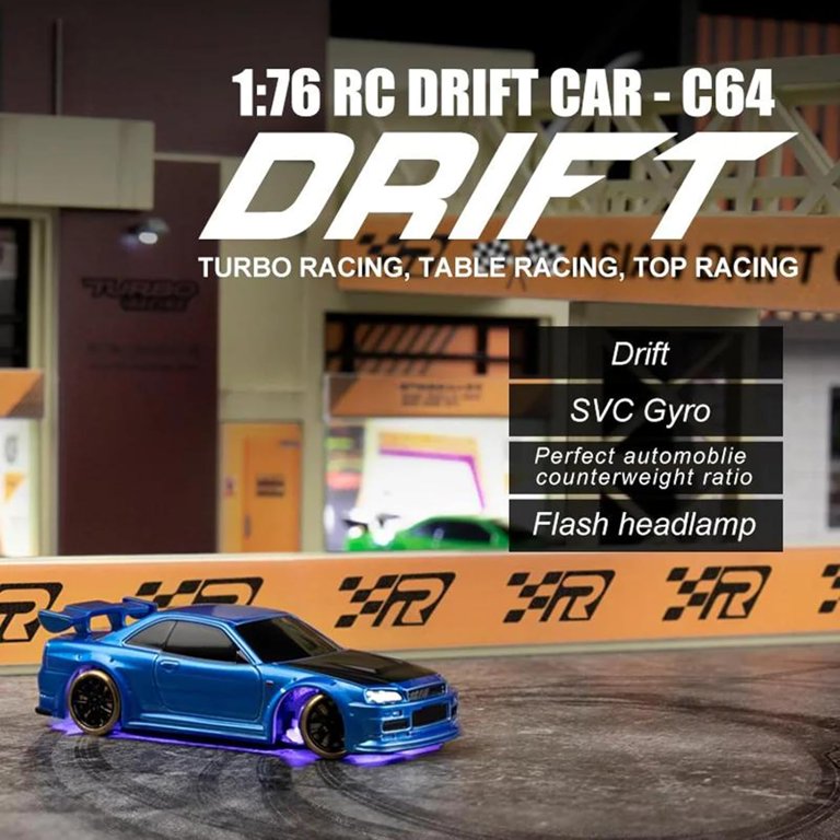 Turbo Racing 1:76 Scale Drift RC Car, Table Racing 2.4GHZ Remote