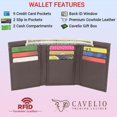 thumbnail image 2 of Cavelio Genuine Leather Mens RFID Blocking Slim Trifold Wallet Back ID Window with Gift Box Brown, 2 of 7