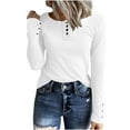 thumbnail image 3 of Diufon Tight Long Sleeve Shirts for Women Stretchy Casual T Shirts Fall Fashion Button Crewneck Basic Tops, 3 of 8