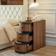 thumbnail image 4 of LEFHDA Drawer End Tables with Charging Station, Nightstand for Bedroom Living Room, Mid-Century Modern Narrow Sofa Side Table (Walnut), 4 of 8