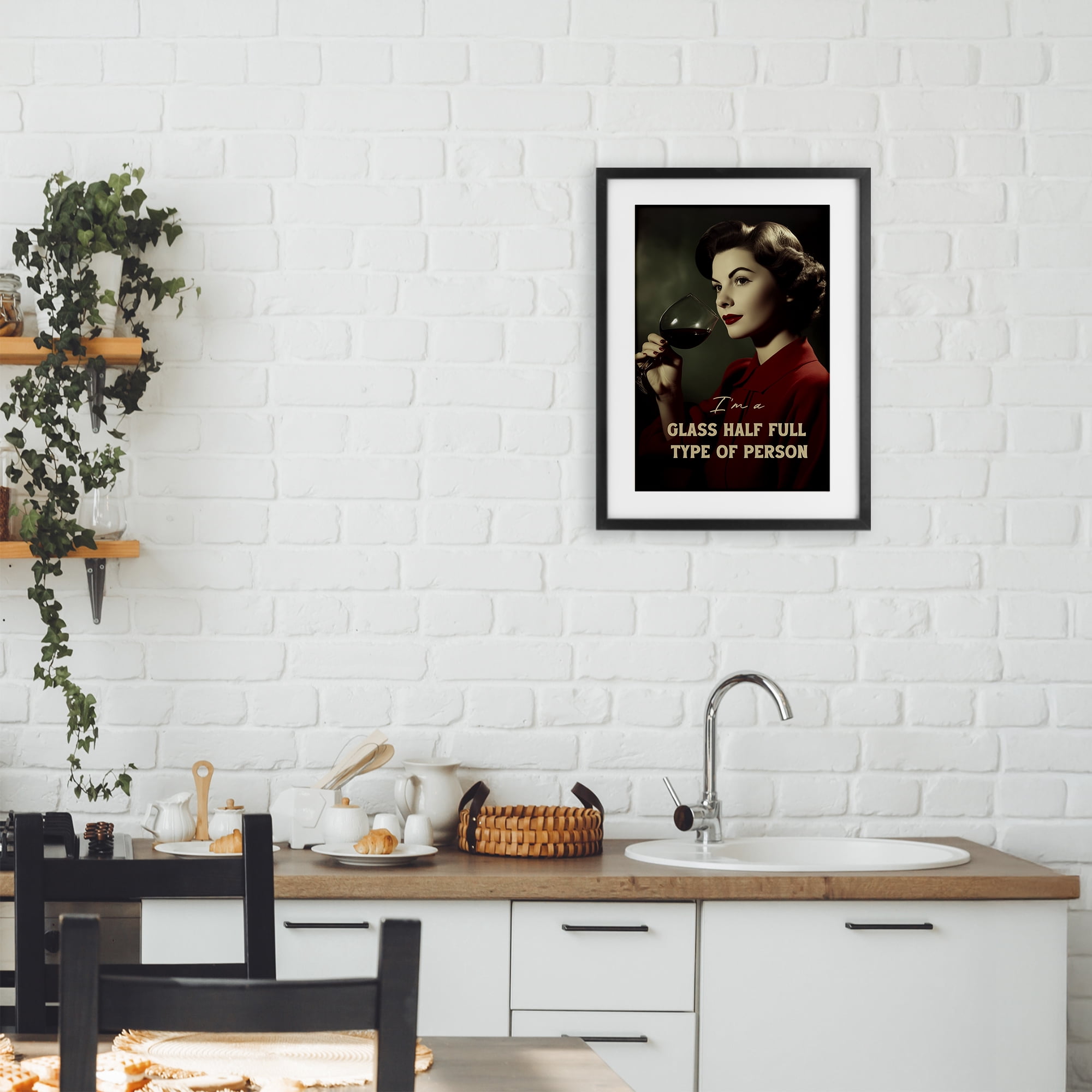 Stupell Industries Glass Half Full Person Black Framed Print Under Glass, design by Andreas Magnusson