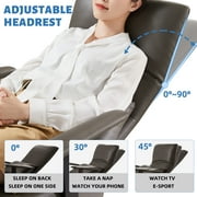 TOBILI Office Chair Reclining Office Chair with Foot Rest & Headrest High-Back PU Leather Grey