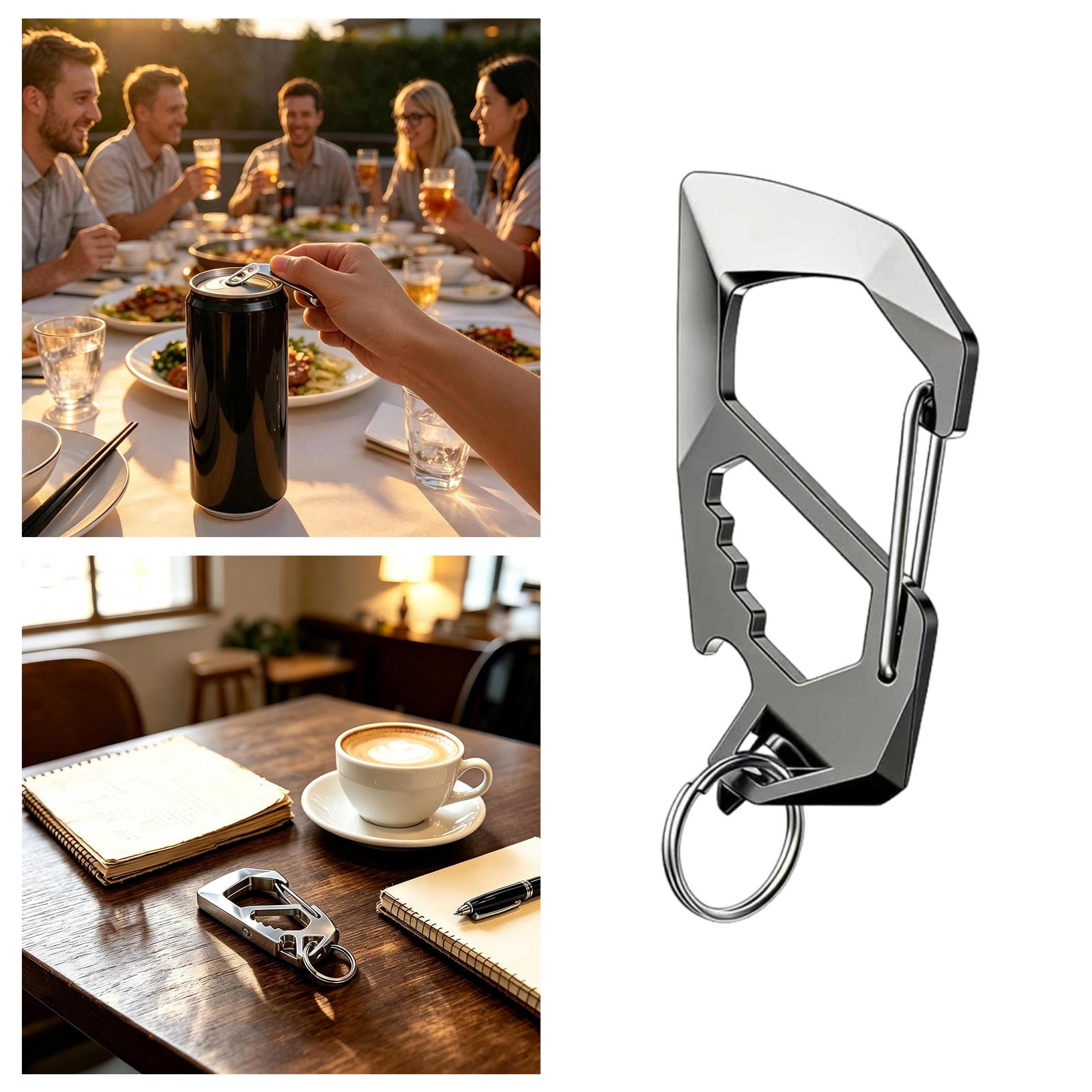 CircuitCraze Stainless Steel Carabiner Keychain 7-in-1 Quick Release Multitool for Daily Carry