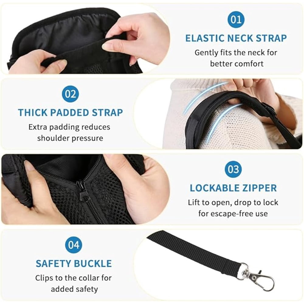 Dog Backpack Carrier, Adjustable Pet Front Carriers, Legs Out Carrying Sling Travel Bag for Small Medium Dogs 7-11 Lbs, Soft Wearable Puppy Chest Carry Backpacks （379 black outdoor backpack）