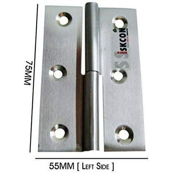 s siskcon 100% Stainless Steel Grade Detachable Hinge for Marine Boat Lockers Doors Windows Partition Cabinets 3 inch Satin Finish -32D(630) Left Side 2 hinges with Screws (Pack Of 1)