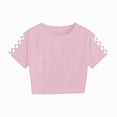 thumbnail image 4 of NOLDARES Kid Toddler Girl Clothes Summer Ruffle Sleeve Figure Graphic Shirt + Shorts Summer Outfits Set(Pink,11-12 Years), 4 of 6