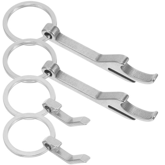 HOMEMAXS  4 Pcs Bottle Opener Manual Key Ring Openers Keychain Cute Silver