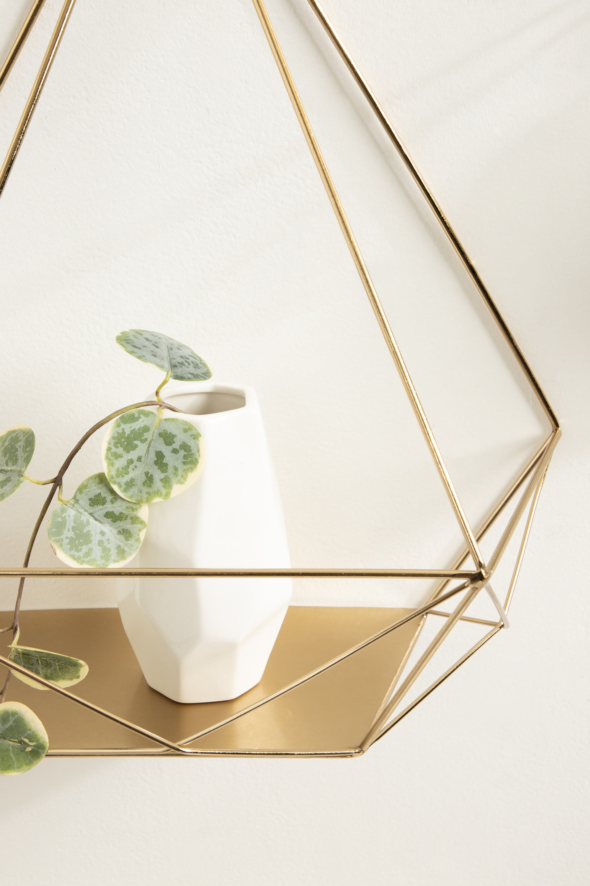 Kate and Laurel Prouve Decorative Geometric Multi-use Metal Wall Display Shelves, Gold, 2 piece set