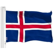 G128 - Iceland Icelandic Flag 3x5 ft Printed Brass Grommets 150D Quality Polyester Flag Indoor/Outdoor - Much Thicker and More Durable than 100D and 75D Polyester