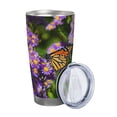 thumbnail image 2 of Susaid butterflies and Gardens Print 20oz Car Cup,Insulated Coffee Cup Fully Spill Proof Travel Coffee Mug, Stainless Steel Tumbler for Work Home Outdoor Car-Straw Three-piece Set, 2 of 8