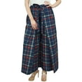 thumbnail image 4 of Phagun Womens Blue Check Print Fisherman Harem Pant Elastic Waist Trousers-S, 4 of 7