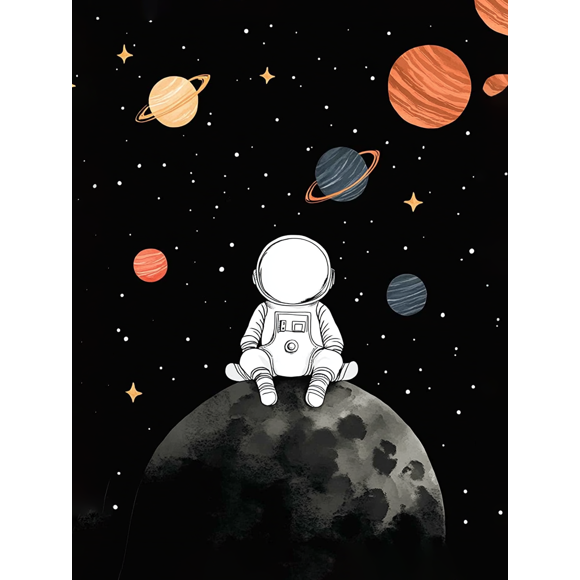 Astronaut Space Planets Canvas Wall Art, Perfect for Living Room, Bedroom, Office, Dorm Room, and Apartment Decor