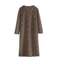 thumbnail image 3 of Women's Winter Plus Velvet Warm Checkerboard Long-sleeved Round Neck Mid-length Nightdress, 3 of 4