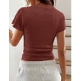 thumbnail image 6 of PRETTYGARDEN Summer Tops for Women Short Sleeve Lace Trim Slim Fitted Henley Tee Shirts Y2K Fashion Clothing, 6 of 6