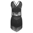 thumbnail image 3 of YiZYiF Women Fringe Latin Salsa Dance Dress Set V-Neck Crop Top with Tassels Skirt Belly Dancewear Black S, 3 of 4