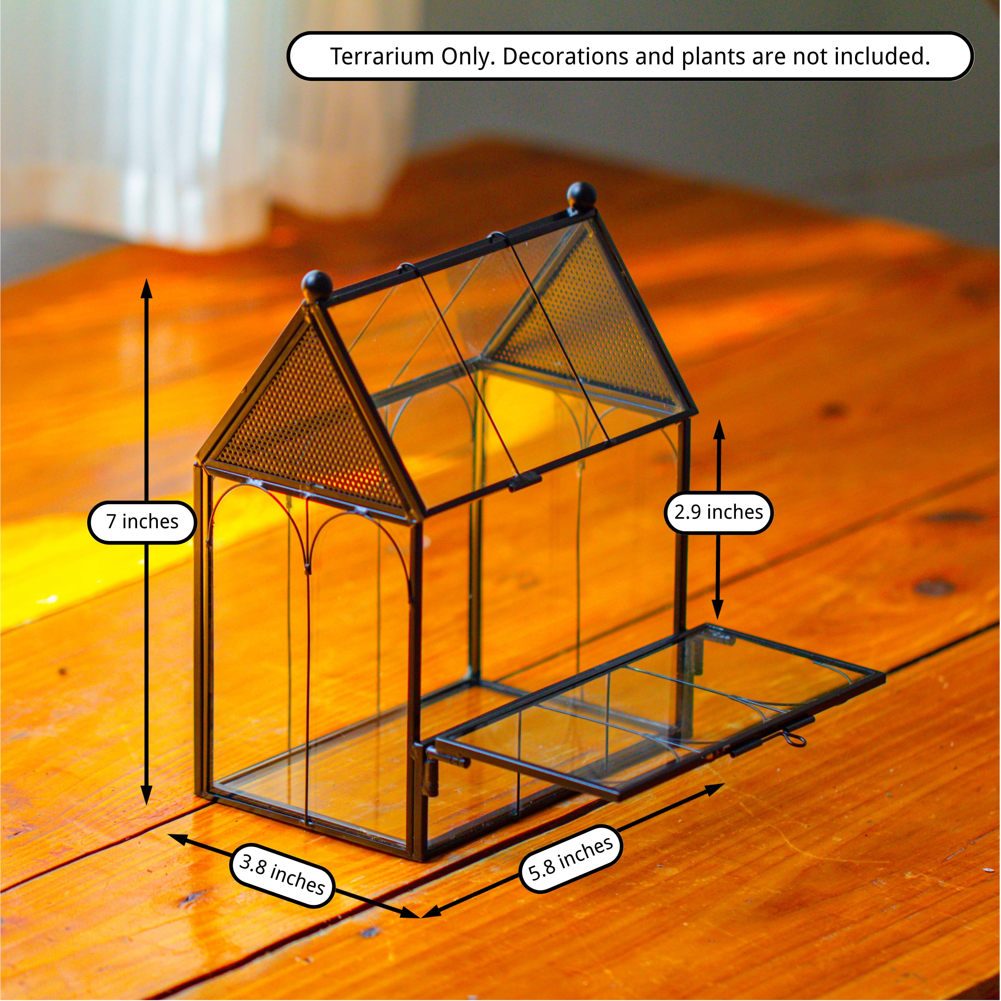 NCYP Small House Shaped Spider Enclosure Terrarium with Mesh, and Front Opening Door, Stainless Steel and Glass, Jumping Spider Small Insect Habitat, Terrarium Only