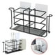 thumbnail image 2 of Portacepillos de pared para ducha, organizador de accesorios de baño de acero inoxidable plateado, color negro, 2 of 6