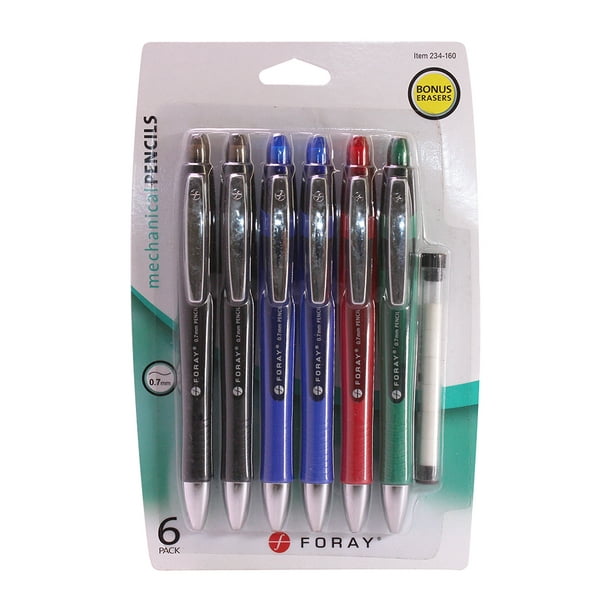Foray Thick Mechanical Pencils, 0.7 mm, Assorted Colors, Pack Of 6