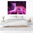 thumbnail image 4 of Mudket Framed Pink Leopard on Purple Silk Canvas Wall Art, Glam Leopard Print Room Decor for Girls Bedroom, Trendy Animal Wall Art, Ready to Hang - 12"L x 8"W, 4 of 10