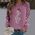 thumbnail image 2 of WEAIXIMIUNG Sweat à Rayures pour Femmes Grande Taille Décontracté Scintillant Imprimé de Noël Col Rond Manches Longues, 2 of 4