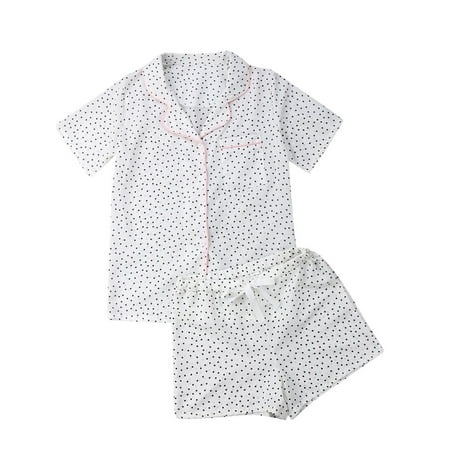 

Bmnmsl Women Sleepwear Cute Cotton Short Sleeve Pajamas Set