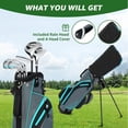 thumbnail image 5 of XDriveMax Left Handed 8-Pieces Complete Golf Club Set for Women Includes Stand Bag with Rain hood , Fairway Wood Head Covers, Hybrid, Irons and Putter, Light Blue - Left Handed, 5 of 7