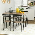 thumbnail image 2 of Costway 5PCS Dining Table Set 4 Chairs Wood & Metal Frame Space-saving Kitchen Furniture, 2 of 10