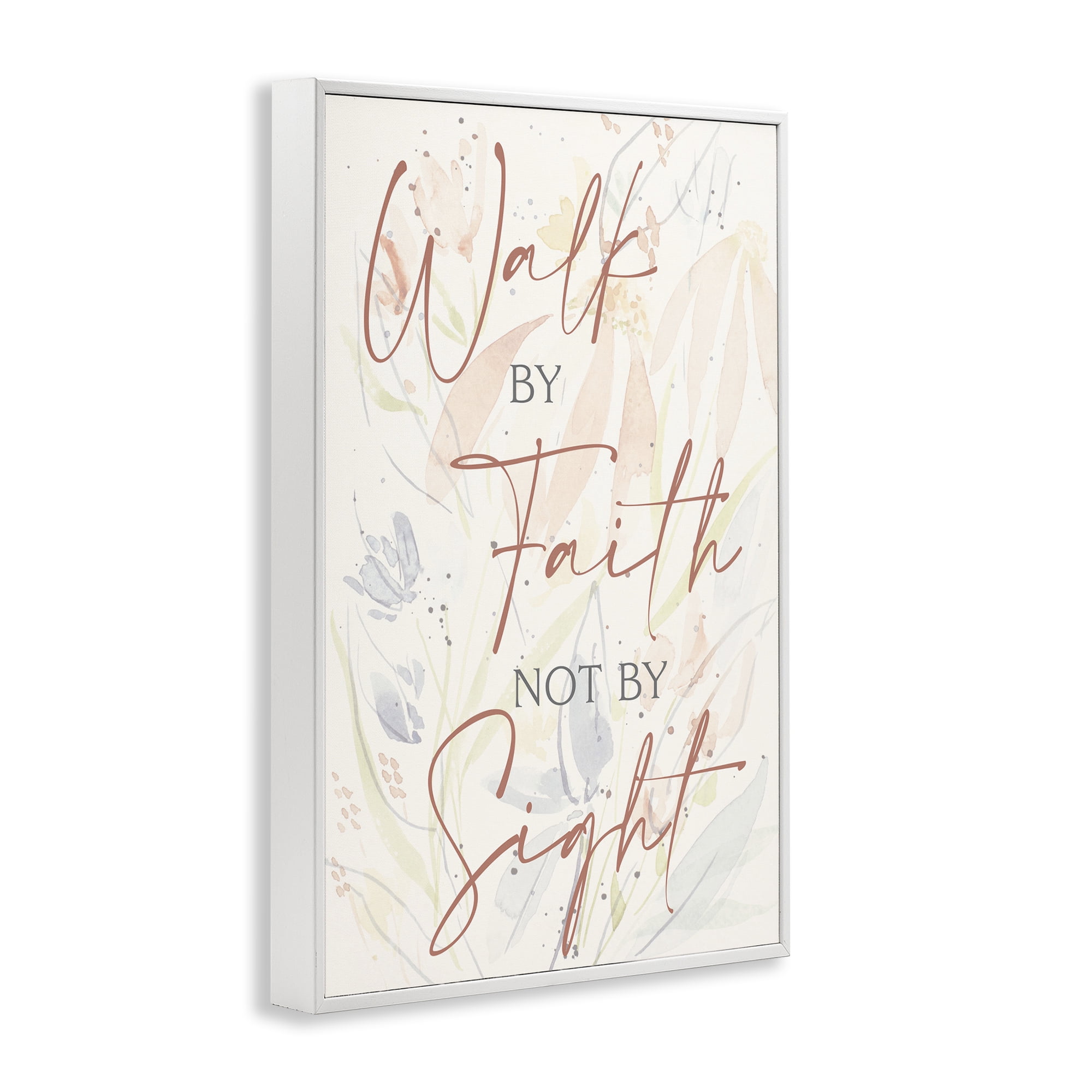 Stupell Industries Walk By Faith Phrase Religious Painting White Framed Art Print Wall Art, 16 x 24