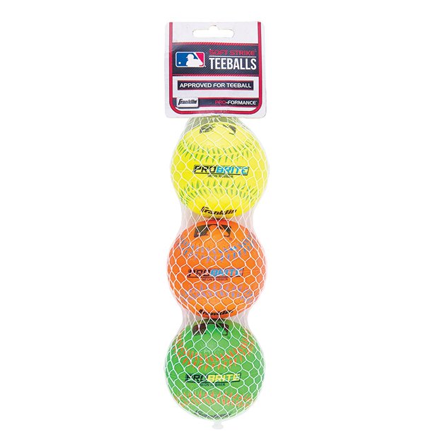 Pro Brite Neon Rubber Teeballs (3 Pack), Franklin's official size