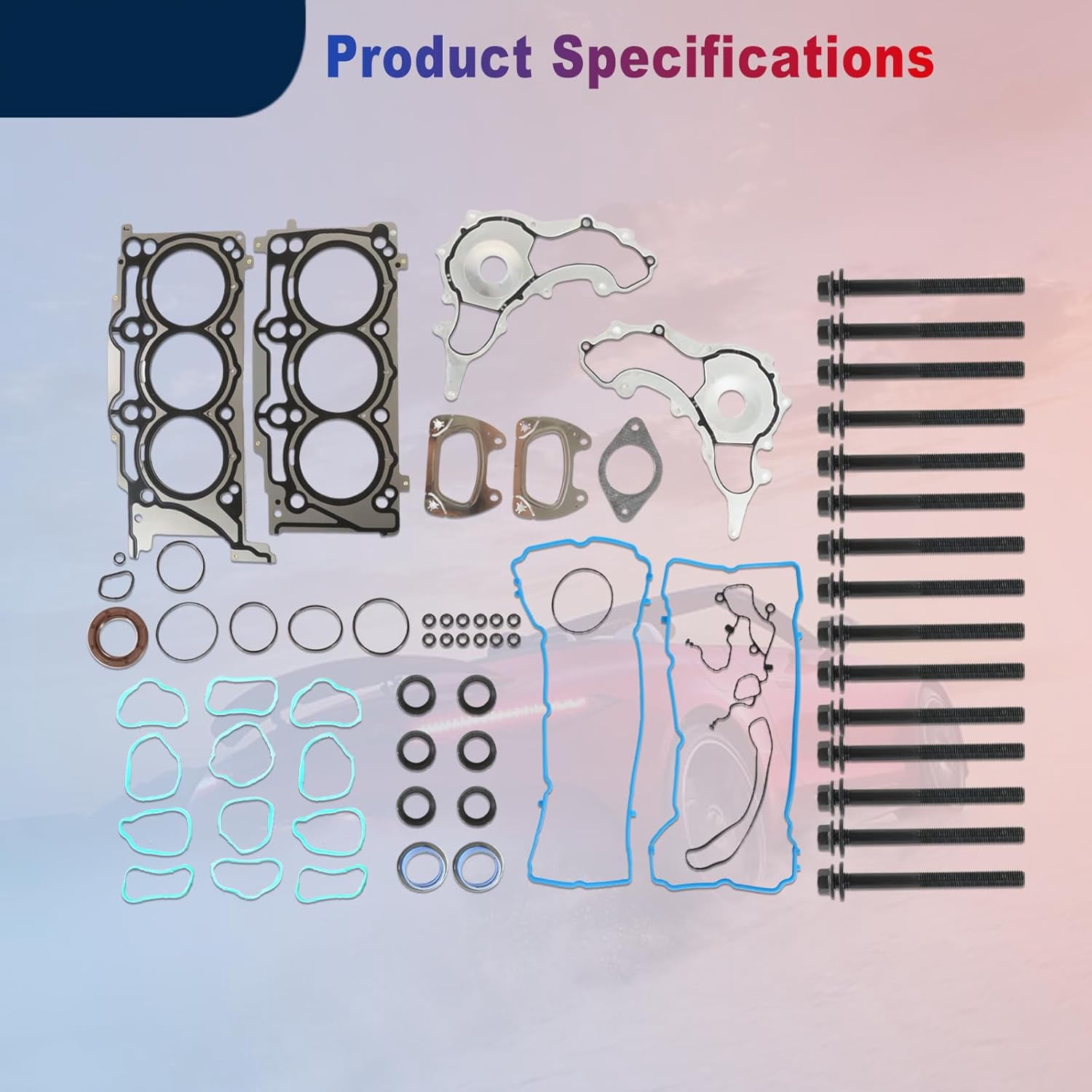 PANGOLIN Cylinder Head Gasket Set with Head Bolts HS26541PT Fit for 2011-2016 Chrysler 200 300, Dodge Challenger Journey, Ram 1500 C/V, Jeep Wrangler Engine Camshaft Bolt Aftermarket Replace Part