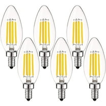 Luxrite 5W E12 Vintage Candelabra LED Dimmable Light Bulbs, 60W Equivalent 3500K Natural White, 550 Lumens, Blunt Tip, 6-Pack