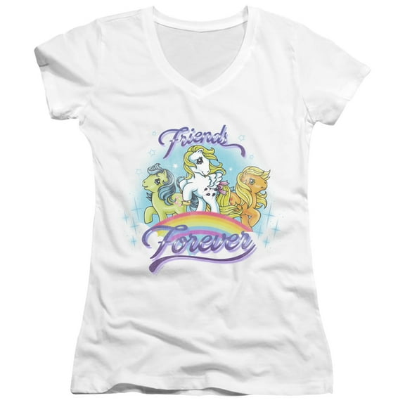 My Little Pony Retro Friends Forever Junior Women's V-Neck T-Shirt White