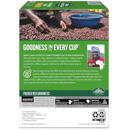 Green Mountain Coffee Roasters Breakfast Blend, Single-Serve Keurig K-Cup Pods, Light Roast Coffee, 24count(Pack of 4)