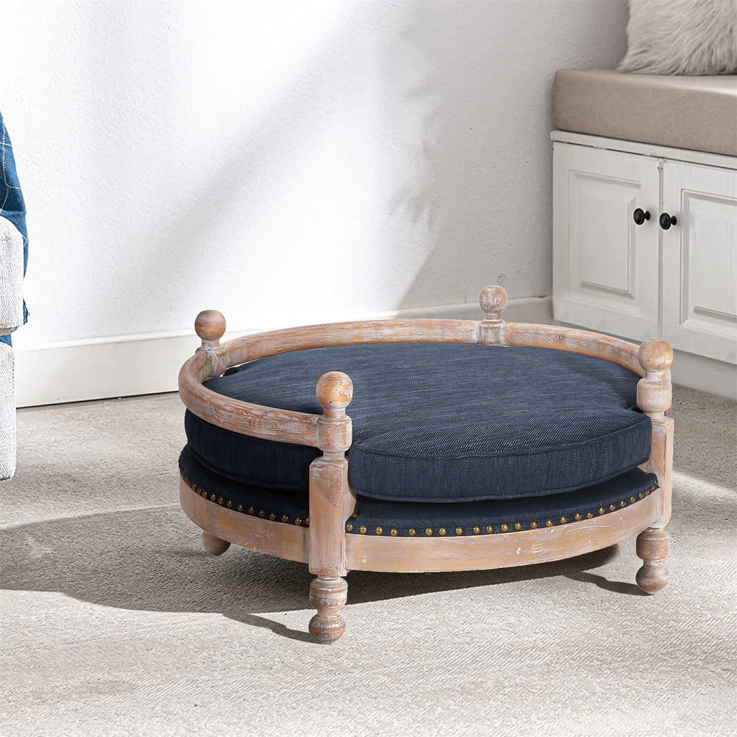 Pefilos 28" Modern Pet Sofa Dog Bed with Velvet Upholstered Mattress Cover and Solid Wood legs, Gray Pefilos 28" Modern Pet Sofa Dog Bed with Velvet Upholstered Mattress Cover and Solid Wood legs, Gray
