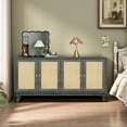 thumbnail image 3 of Roomfitters Handcrafted Premium Grain Panels Rattan Sideboard Buffet Cabinet with 4 Rattan Doors - Modern Storage Cupboard Console Table with Adjustable Shelves for Living Room, 3 of 6