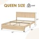 thumbnail image 3 of Yeshouse Estructura de cama matrimonial/queen de mediados de siglo, cama tipo plataforma con cabecero de ratán y 2 cajones de almacenamiento, amplio espacio de almacenamiento debajo de la cama**, 3 of 9