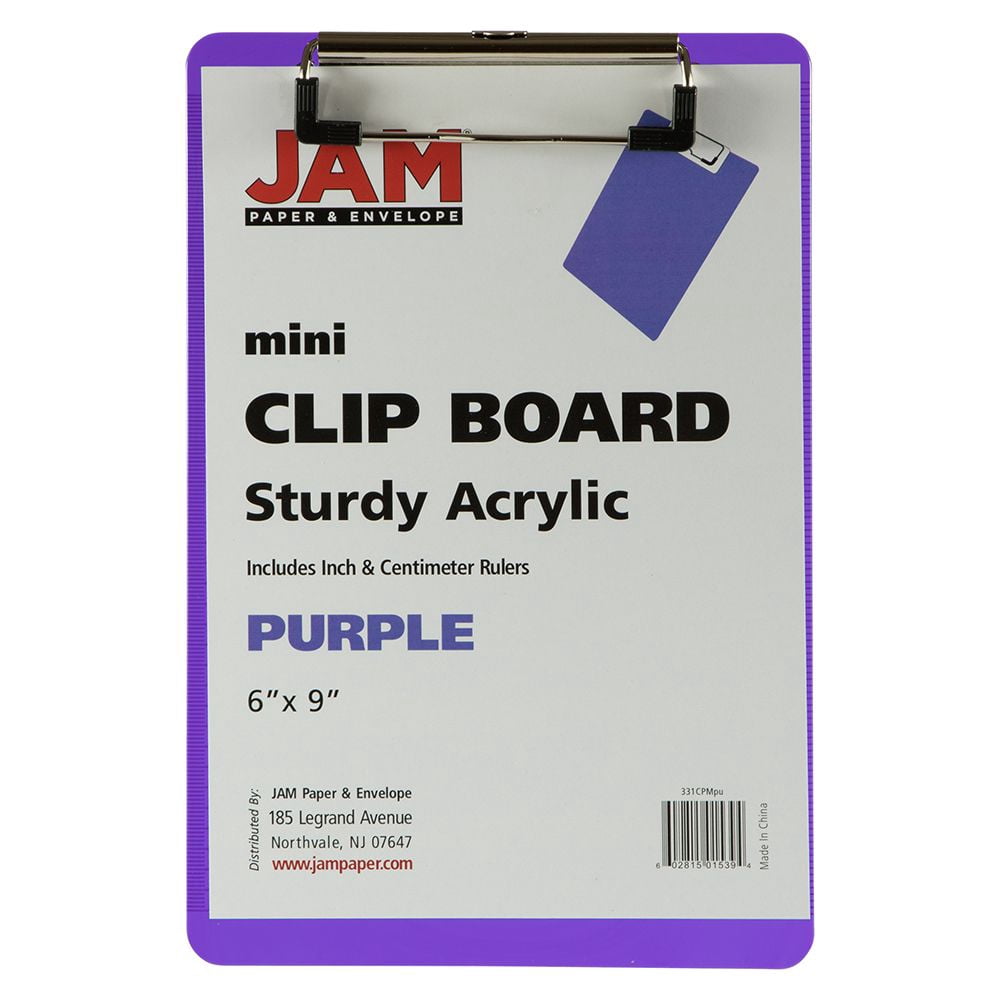 JAM Paper Mini Purple Plastic Clipboards with Metal Clip, 6 x 9, 1/Pack