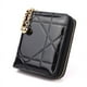 thumbnail image 1 of Monedero para Mujer Tarjetero pequeño con Cremallera Corta Embrague a Cuadros de Charol Tarjetero, Negro, 1 of 5